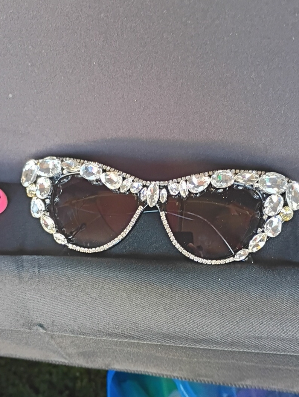 Crystal-Trim Black Cat-Eye Sunglasses